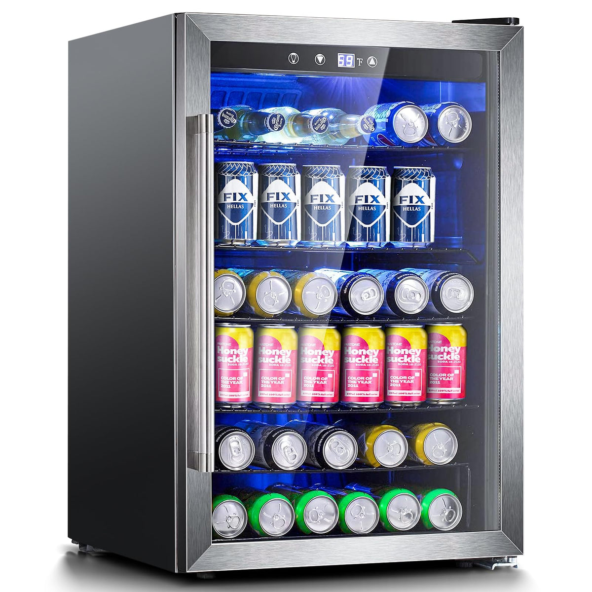 Antarctic Star Beverage Refrigerator Cooler 68 Can, Mini Fridge with Glass Door for Beer Drinks Wine,Freestanding Small Fridge with Electronic Temperature Control for Home and Bar,1.7 cu.ft Jansha Store