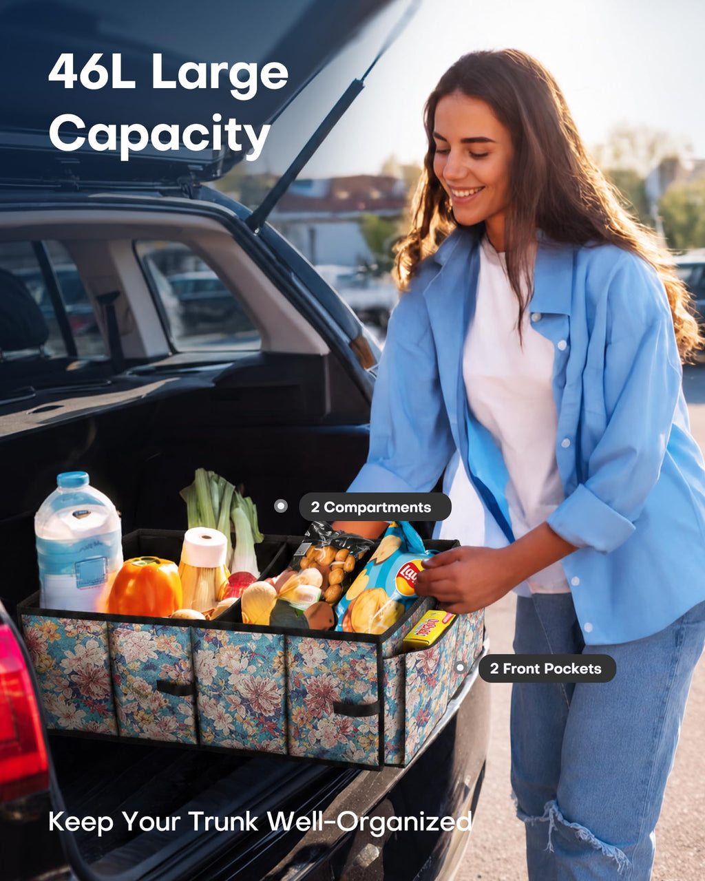 HOTOR Trunk Organizer - Foldable Car Organizer for SUVs & Sedans Storage Jansha Store