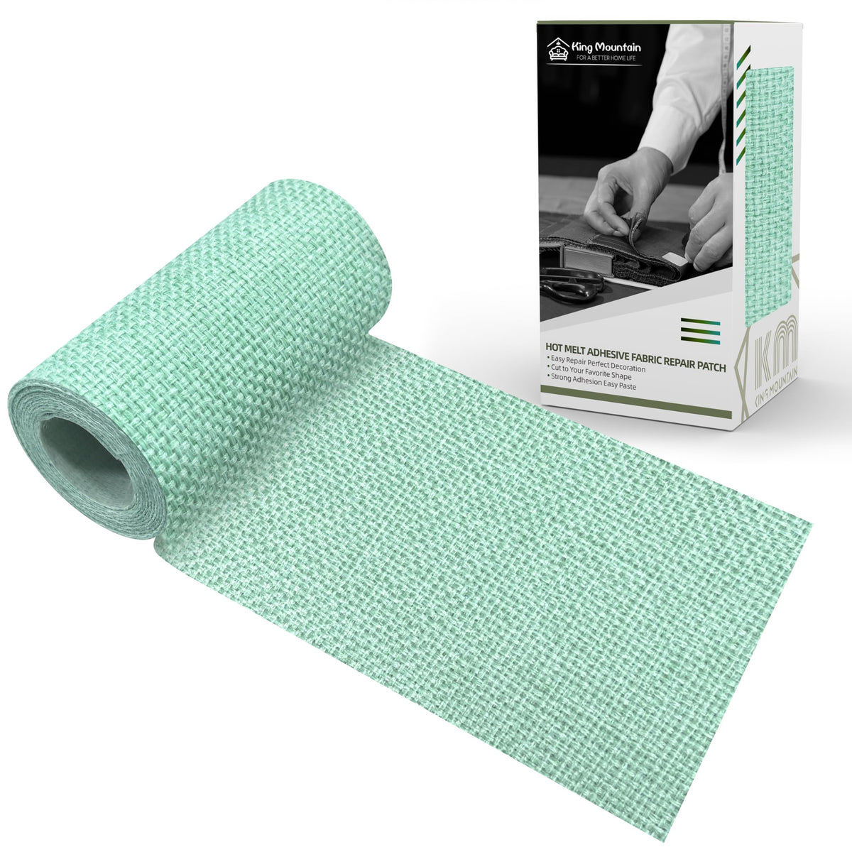 KING MOUNTAIN 100% Cotton Fabric Iron-on Repair Patch, Inside&Outside Clothes Repair Patch, 3"x60" with Backing Glue Repair Decorative Patch kit (Off-White) Jansha Store