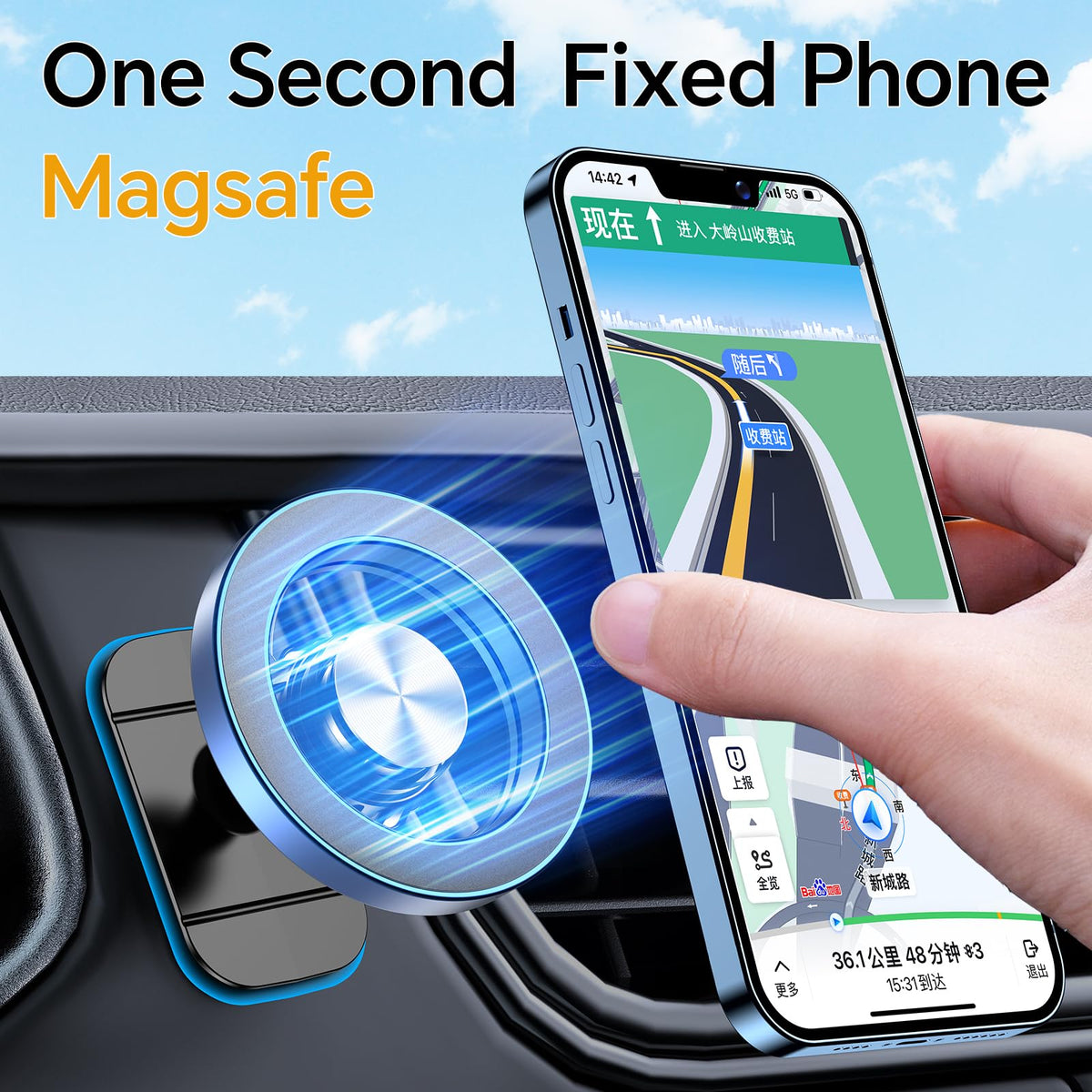 Kaistyle for Magsafe Car Mount【Strong Magnet】 Magnetic Phone Holder for Car Phone Holder Mount Dash Mounted Holders Phone Holders for Your Car Accessories for Women Men for iPhone 18 Pro Max 17 16 15 Jansha Store
