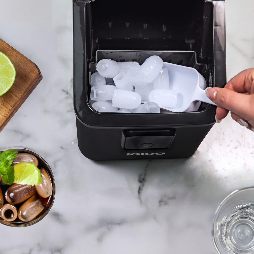 Igloo Portable Ice Maker with Scoop - Ice Maker with LED Control Panel & 1.5 Quart Water Tank - Stainless Ice Cube Maker Produces 26 Lbs. of Ice in 24 Hours with 9 Large or Small Cubes in 7 Minutes Jansha Store