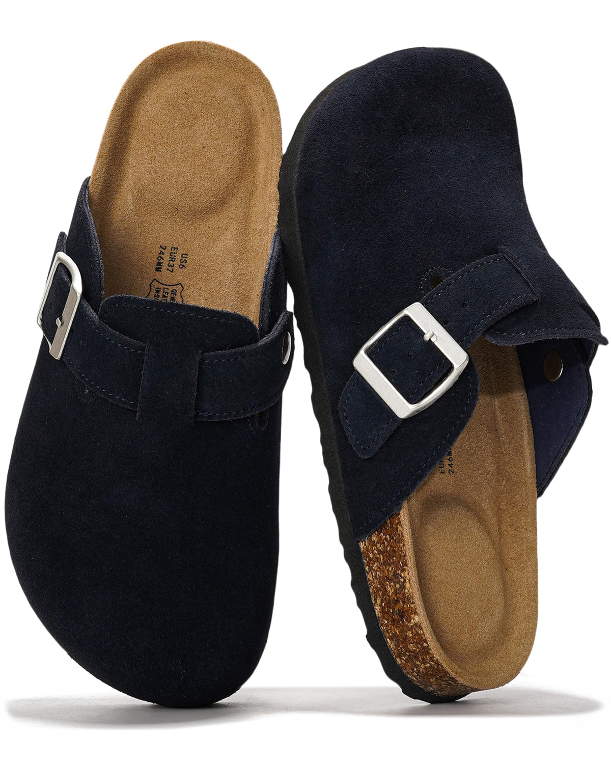 Project Cloud 100% Genuine Leather Womens Cork Footbed Clogs for Women Jansha Store
