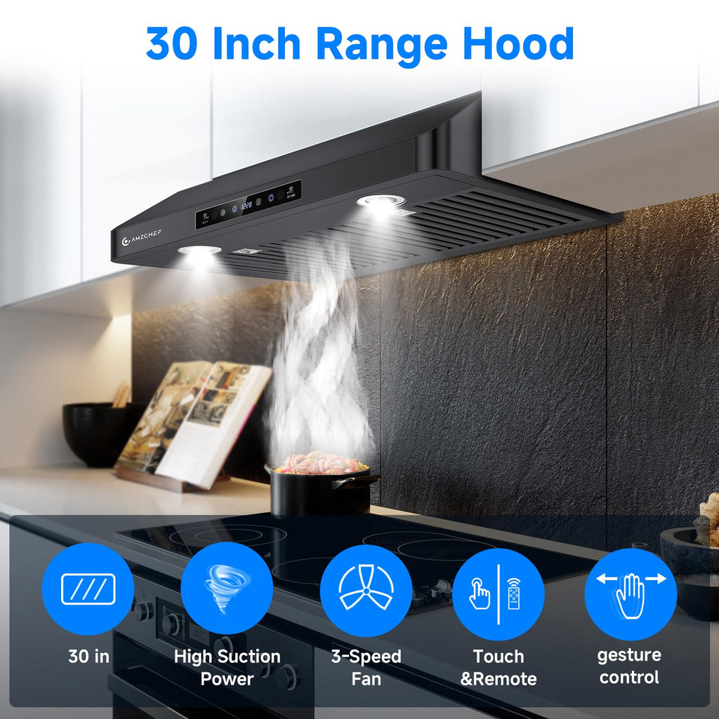 AMZCHEF 30" Under Cabinet Range Hood, 750CFM Stainless Steel Vent Hood Jansha Store