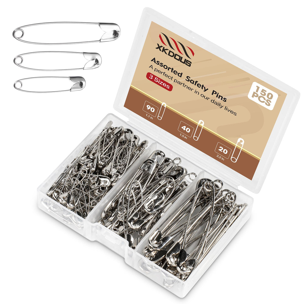 XKDOUS 3 Inch Large Safety Pins 100 pcs Silver Pins Bulk Jansha Store