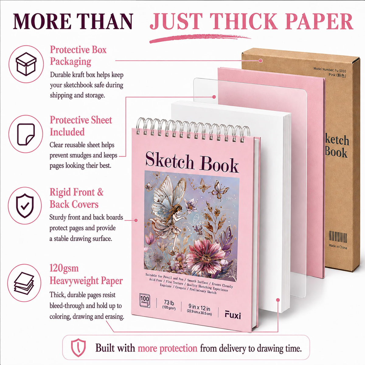 Fuxi Coloring Book & Sketchbook Set, 2-Pack, 9 x 12 in Jansha Store
