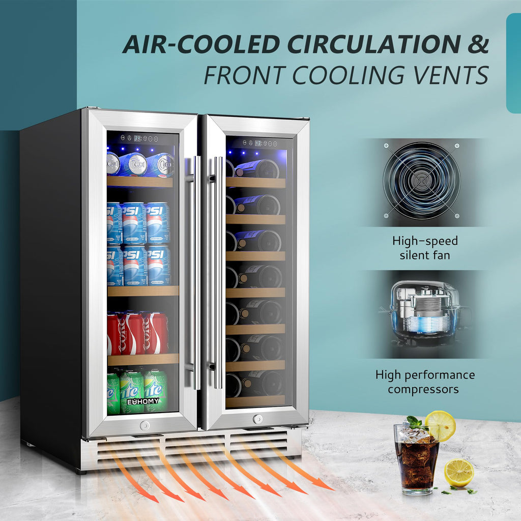 EUHOMY 24 Can Mini Fridge, 18L Beverage Refrigerator with Quiet Compressor Jansha Store