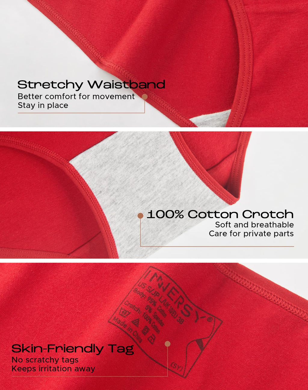 INNERSY Womens Underwear Cotton Hipster Panties Regular & Plus Size 6-Pack Jansha Store