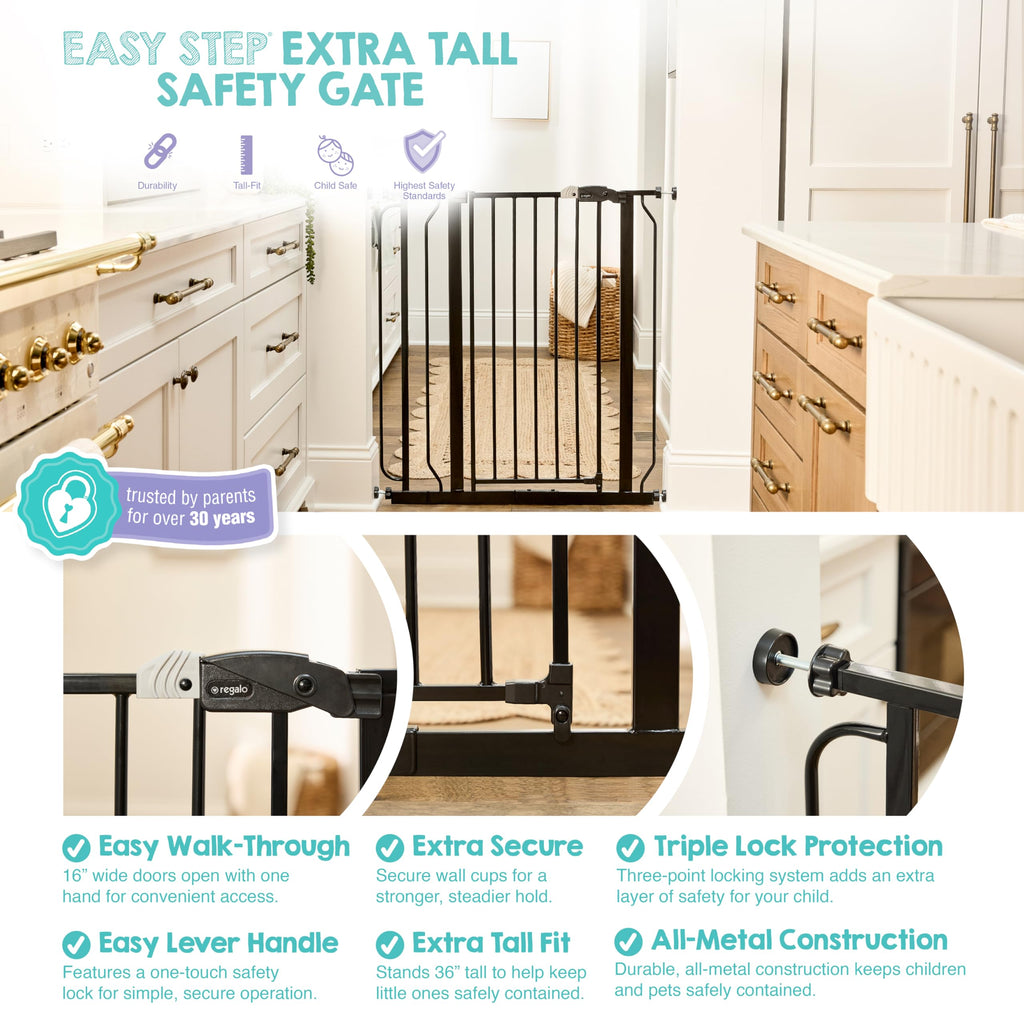 Regalo Safety 29"-38.5" Easy Step Baby Gate, Bottom of Stairs & Doorways Jansha Store