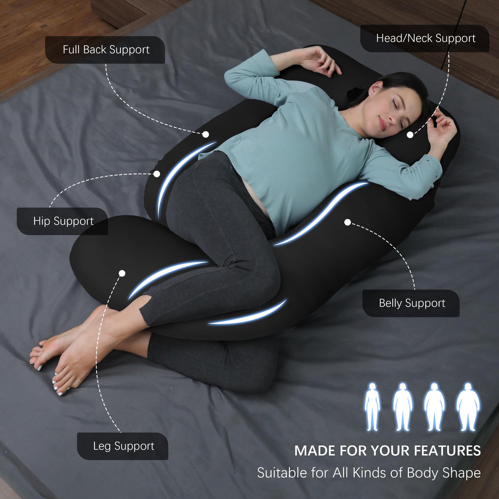 MOON PARK Pregnancy Pillows for Sleeping - U Shaped Full Body Maternity Pillow with Removable Cover - Support for Back, Legs, Belly, HIPS - 65 Inch - Purple Jansha Store