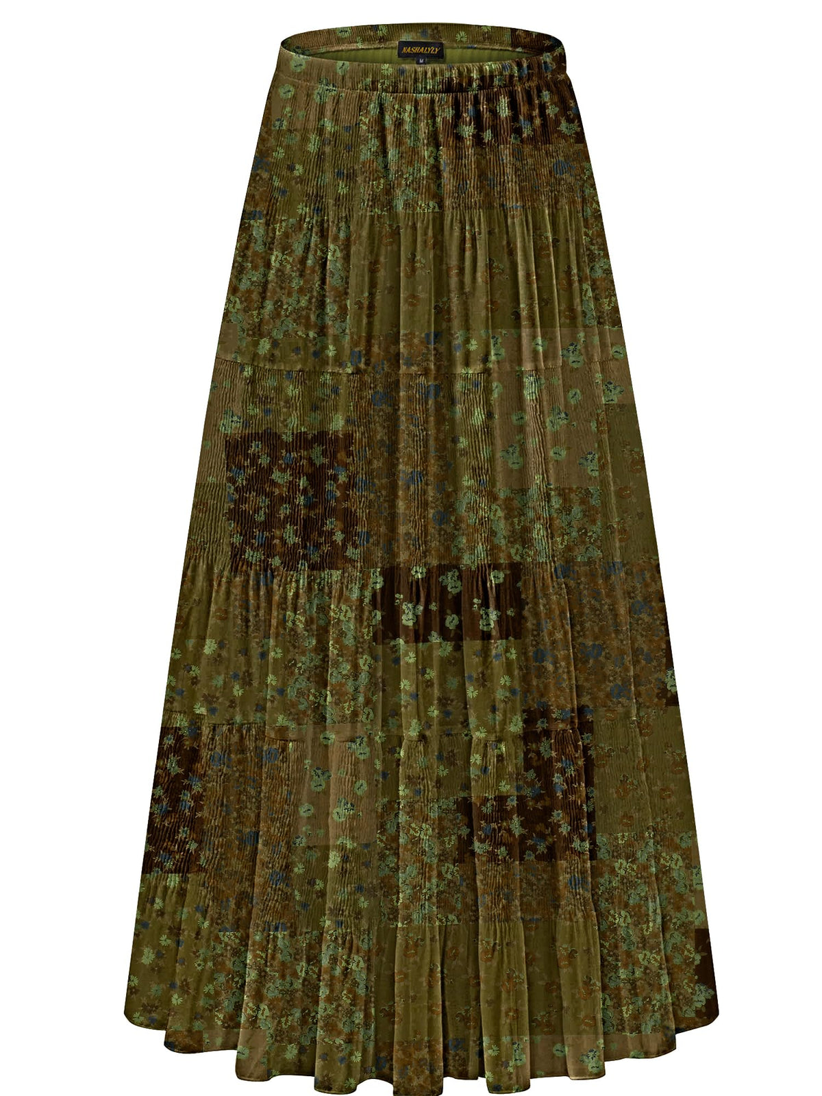 NASHALYLY Women's Chiffon Elastic High Waist Pleated A-Line Maxi Skirts Jansha Store