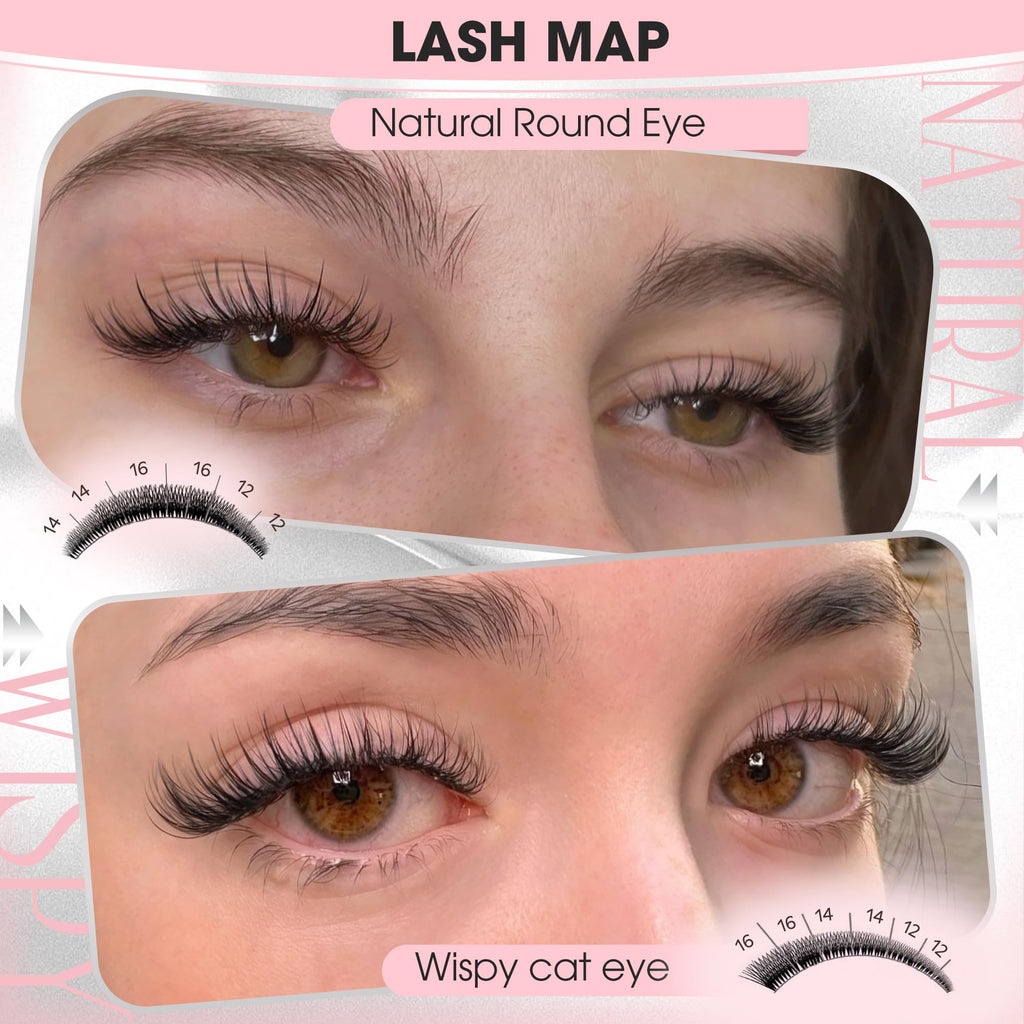 Brown Lash Clusters Natural For Soft Glam 300Pcs Wispy Lashes Cluster Eyelash Cluster Extensions C Curve Individual Lashes DIY Lash Extension Waterproof & Long - Lasting (10-16mm) Jansha Store