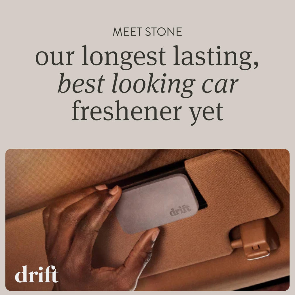 Drift Car Air Freshener - Stone Air Freshener Car Odor Eliminator - Long Lasting Scent - Auto Accessories - Metal Clip - Essential Oils - Clean Ingredients - Teak Scent Starter Kit Jansha Store
