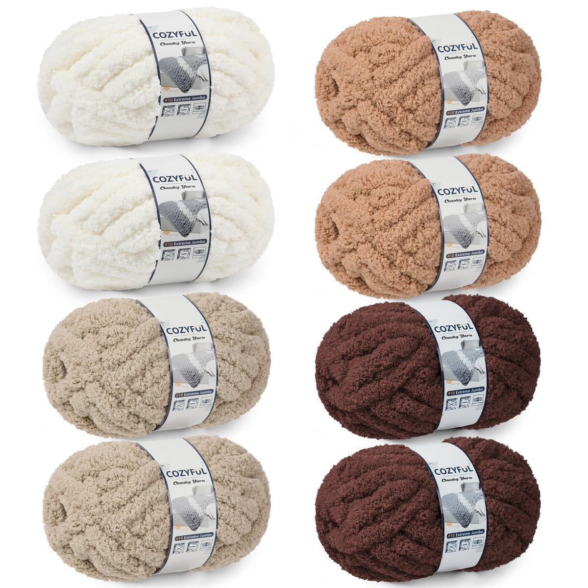 Cozyful Chunky Yarn for Hand Knitting - #10 Chunky Chenille Yarn, Jumbo Big Thick Chunky Yarns for Crocheting, Super Bulky Chunky Knit Blanket Yarns, 8 Skein (22 yds 8 oz Each Skein), Soft Sage Green Jansha Store
