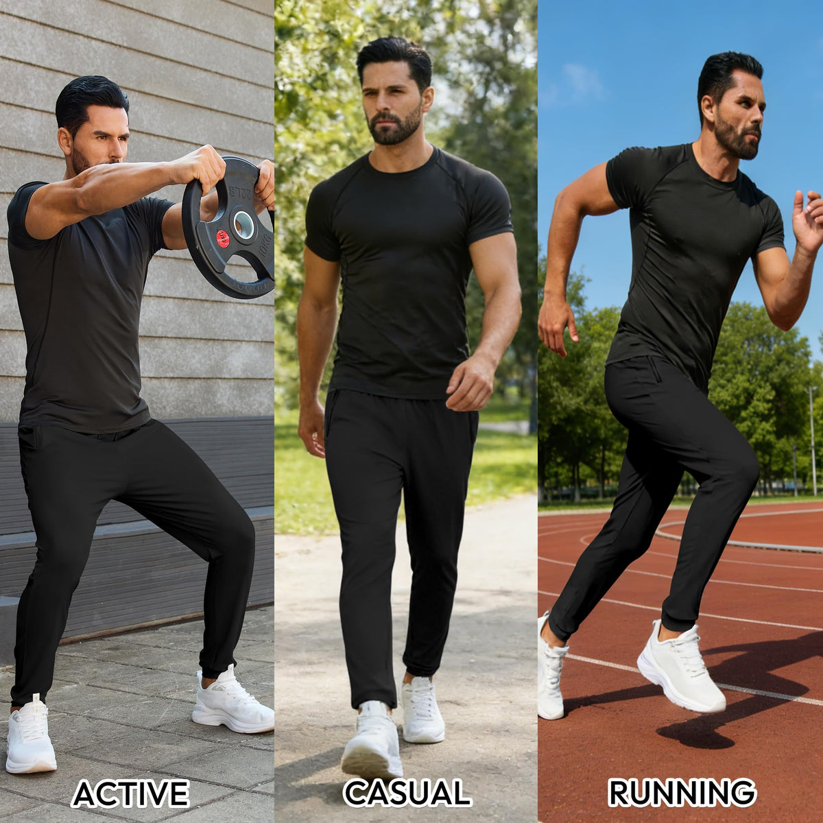 Mens Sweatpants with Zipper Pockets Lightweight Athletic Joggers for Workout Running Gym Track Casual Wear Jansha Store