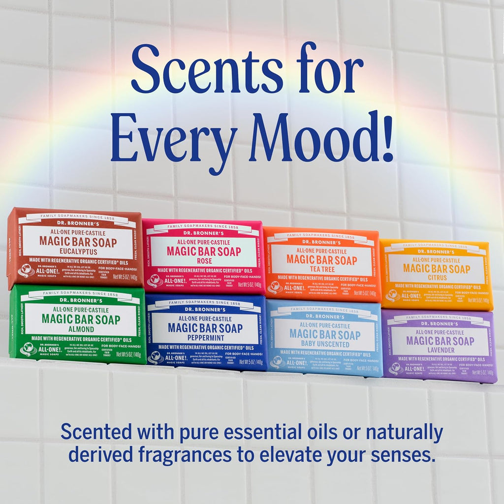 Dr. Bronner's Pure-Castile Bar Soap, Baby Unscented, 5 oz, 2-Pack Jansha Store