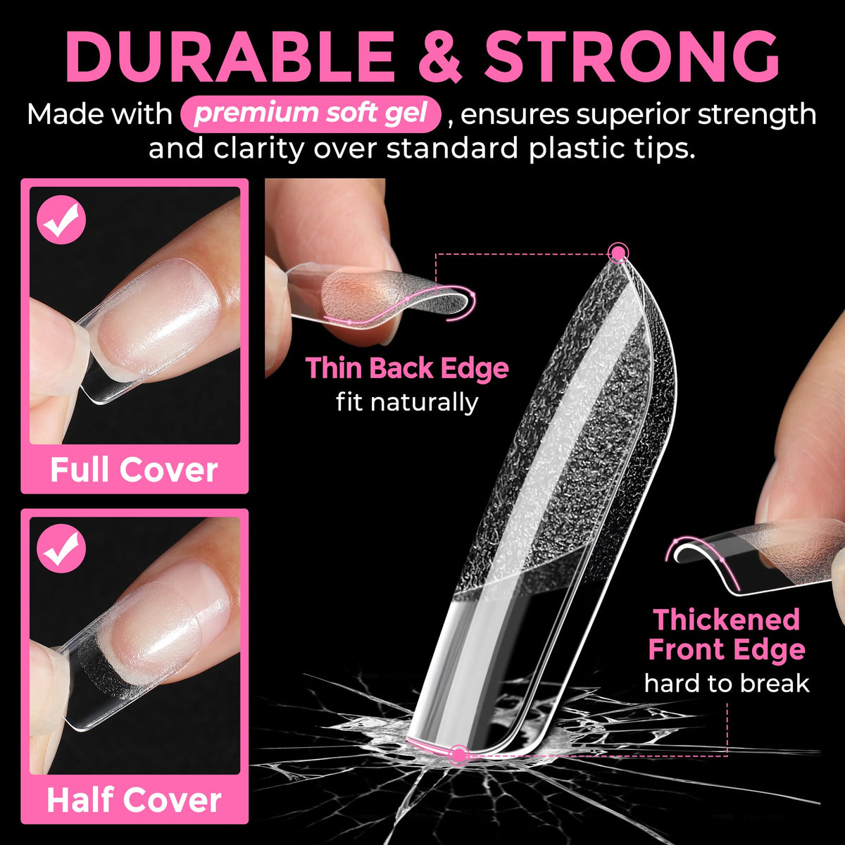UNA GELLA Extra Short Square Kids Nail Tips 216Pcs Squoval Press On Nails Jansha Store