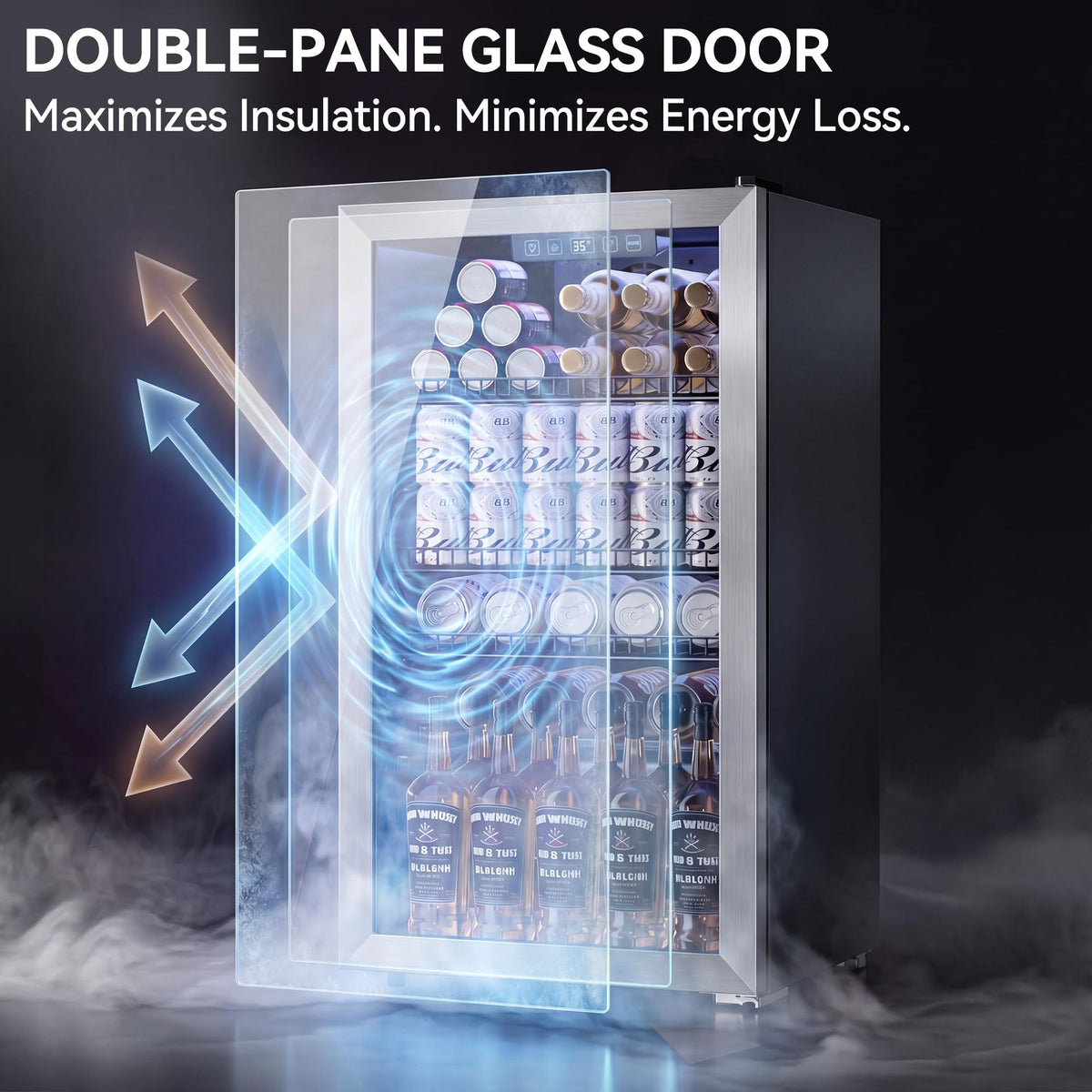 3.2 Cuft Beverage Fridge, 130 Can Mini Fridge With Glass Door, Black Jansha Store