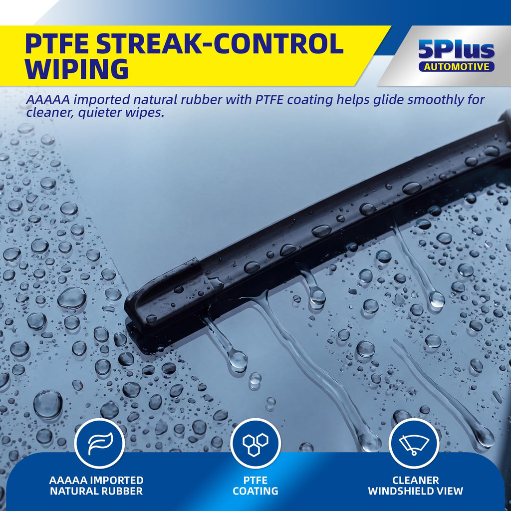 5 PLUS 20" Wiper Blades 2 Pack for J/U HOOK Front Arms,Premium All-Seasons Jansha Store