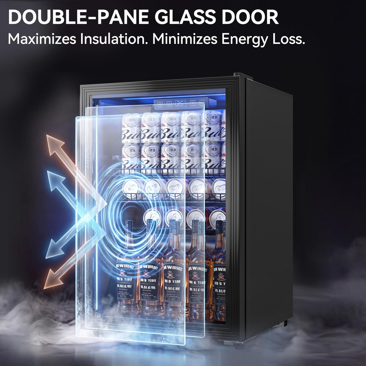 3.2 Cuft Beverage Fridge, 130 Can Mini Fridge With Glass Door, Black Jansha Store