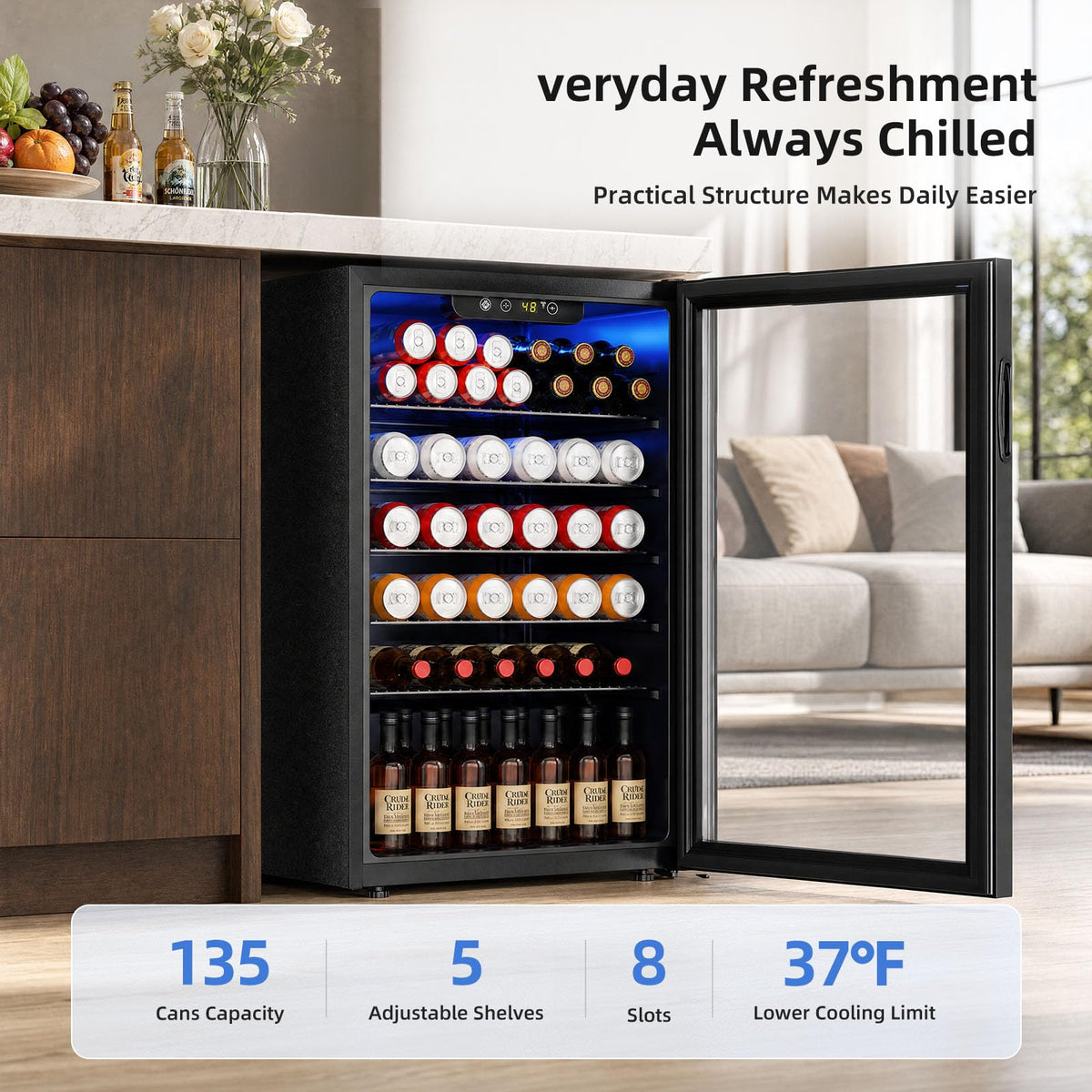 Antarctic Star Beverage Refrigerator Cooler 68 Can, Mini Fridge with Glass Door for Beer Drinks Wine,Freestanding Small Fridge with Electronic Temperature Control for Home and Bar,1.7 cu.ft Jansha Store