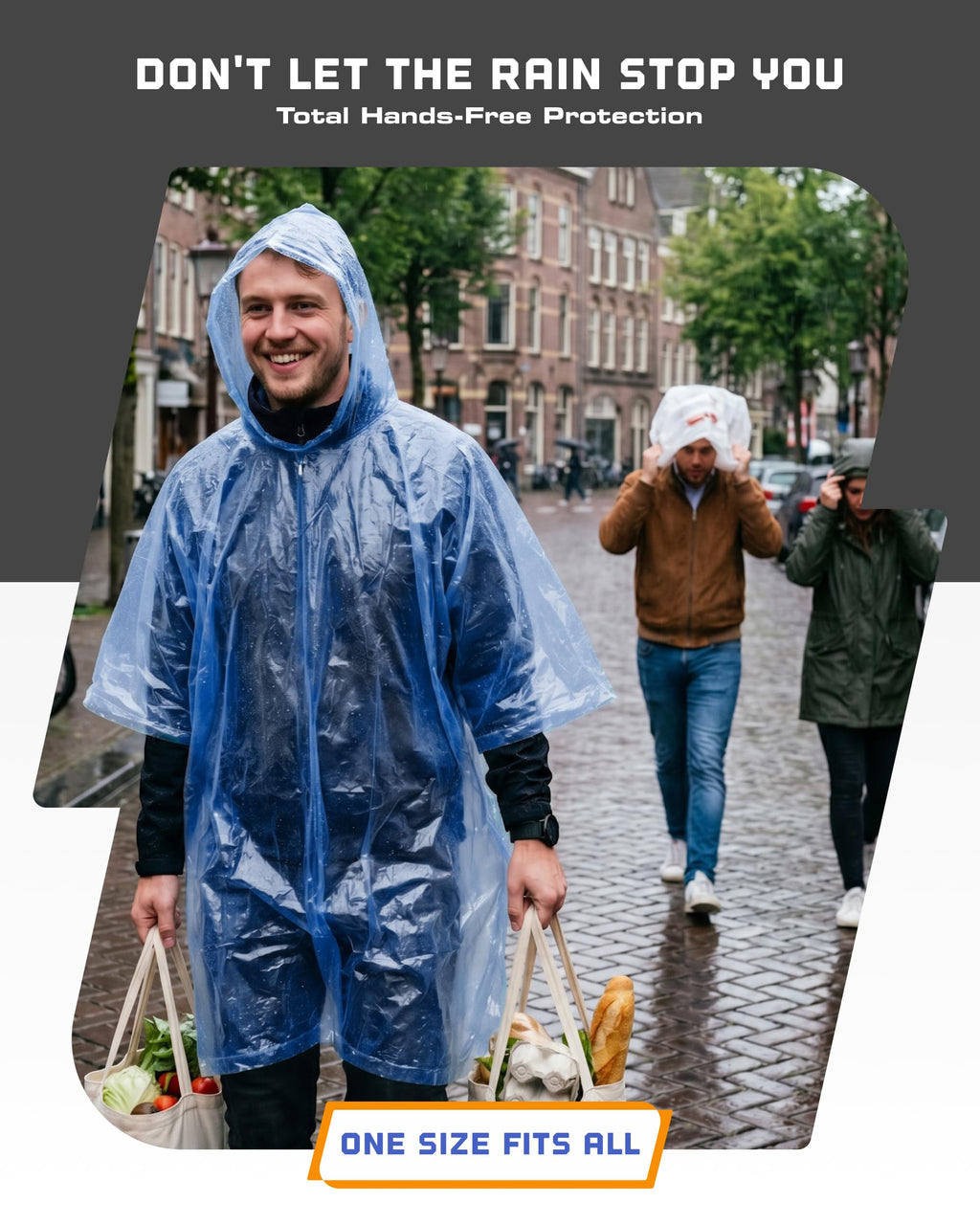 Hagon PRO Disposable Rain Ponchos for Adults, Hooded Poncho, Family 5 Pack Jansha Store
