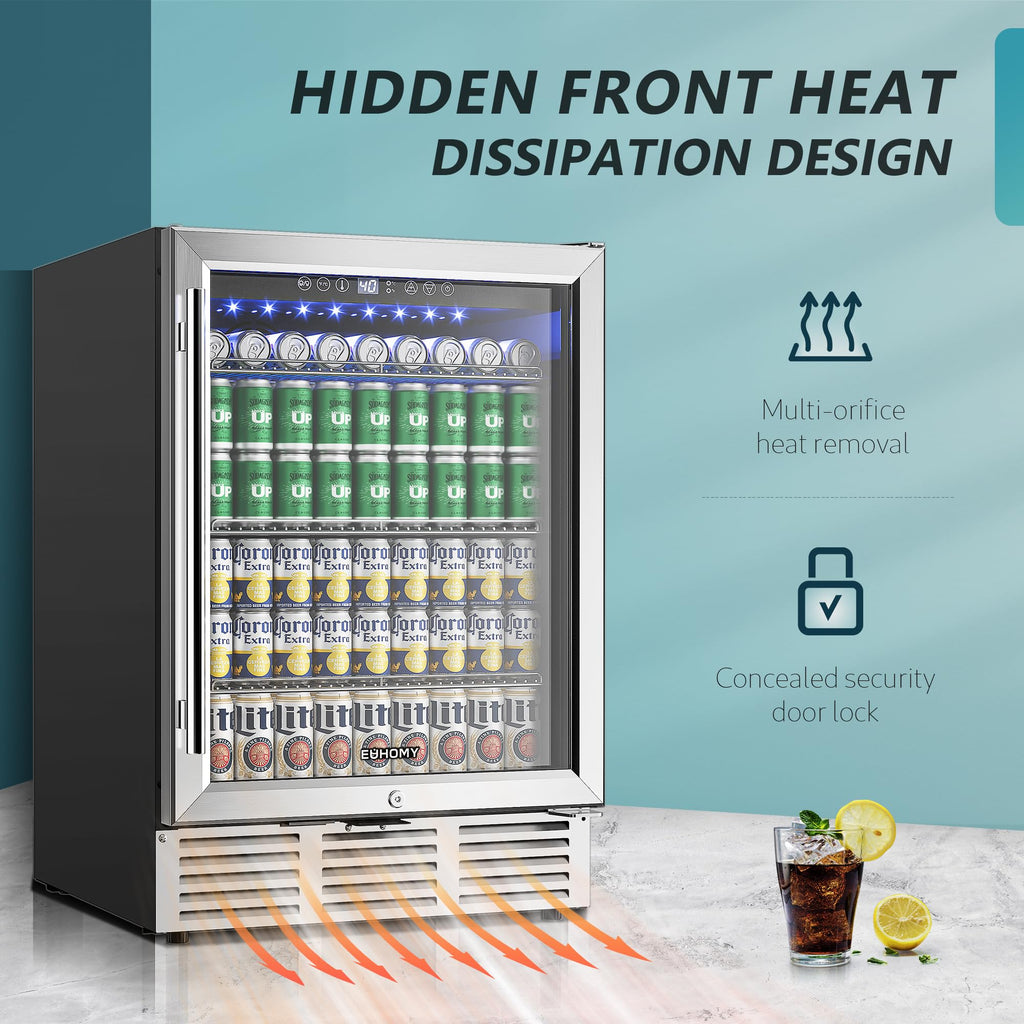EUHOMY 24 Can Mini Fridge, 18L Beverage Refrigerator with Quiet Compressor Jansha Store