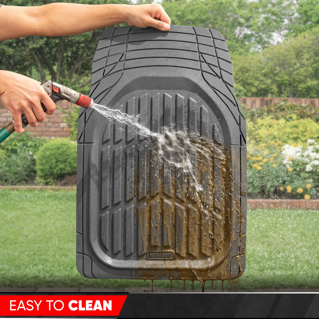 Motor Trend FlexTough Floor Mats for Cars, Black Deep Dish All-Weather Car Mats, Waterproof Trim-to Fit Automotive Floor Mats for Cars Trucks SUV, Universal Floor Liner Car Accessories Jansha Store