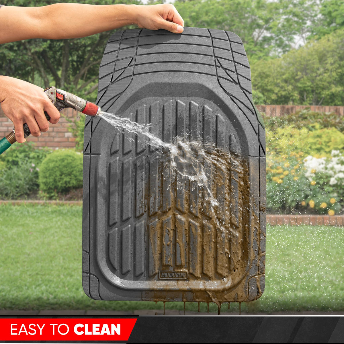 Motor Trend FlexTough Floor Mats for Cars, Black Deep Dish All-Weather Car Mats, Waterproof Trim-to Fit Automotive Floor Mats for Cars Trucks SUV, Universal Floor Liner Car Accessories Jansha Store