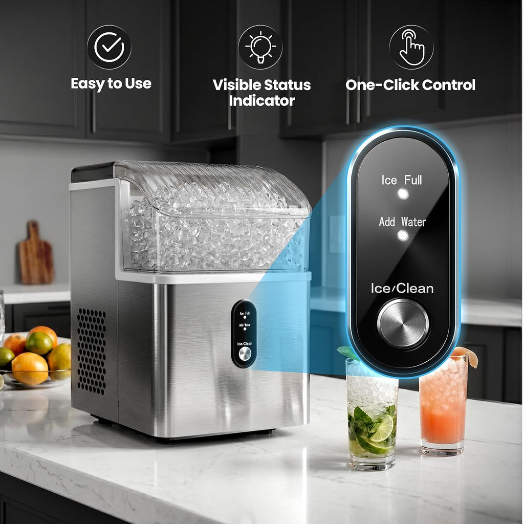 Crzoe Nugget Ice Maker Countertop, 35lbs/Day, Portable Pebble Ice Machine Jansha Store