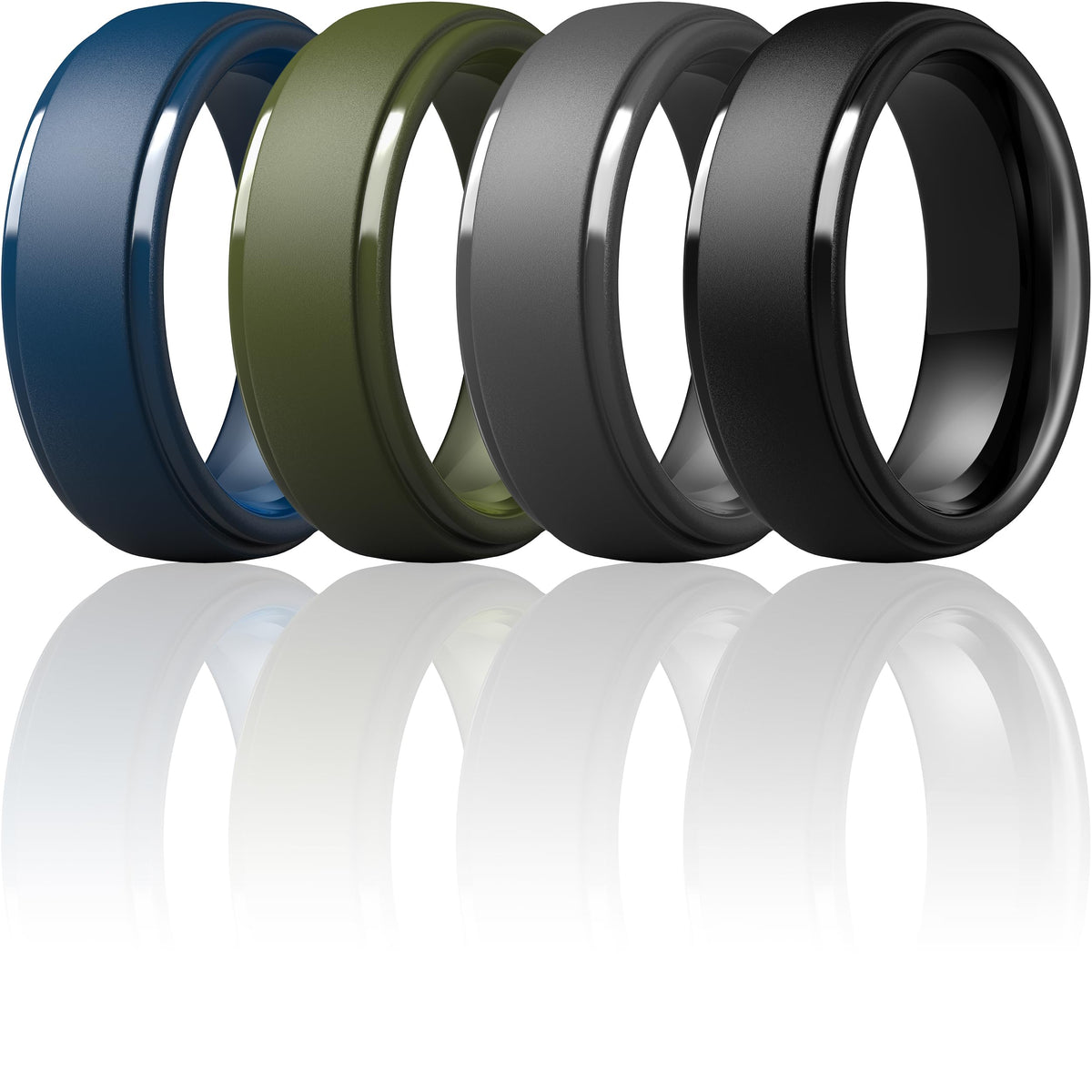 ThunderFit Silicone Rings for Men, Step Edge Rubber Wedding Bands 10mm Wide Jansha Store
