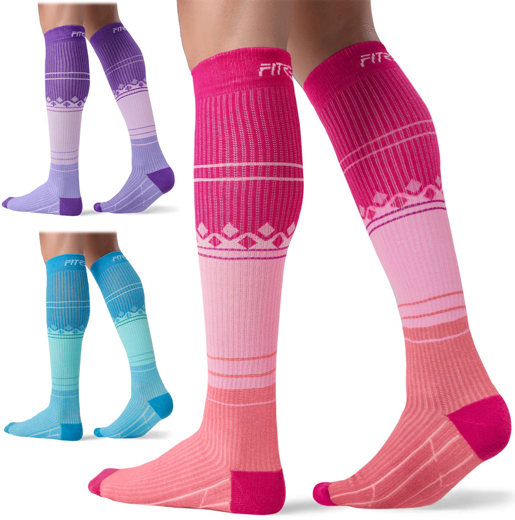 FITRELL 3 Pairs Compression Socks for Women and Men 20-30mmHg-Circulation Support Socks Jansha Store