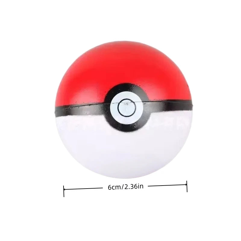 6cm Pokémon Poké Ball Stress Relief Ball Fun Pet Toy Squeezable Dog Fitness Ball Cat and Dog Play Ball Round Ball Toy Jansha Store
