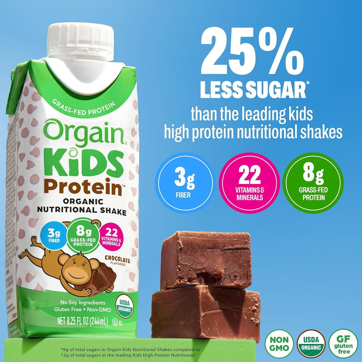 Orgain Organic Kids Dairy 8g Protein Shake, Chocolate, 8.25 oz, 12pk Jansha Store