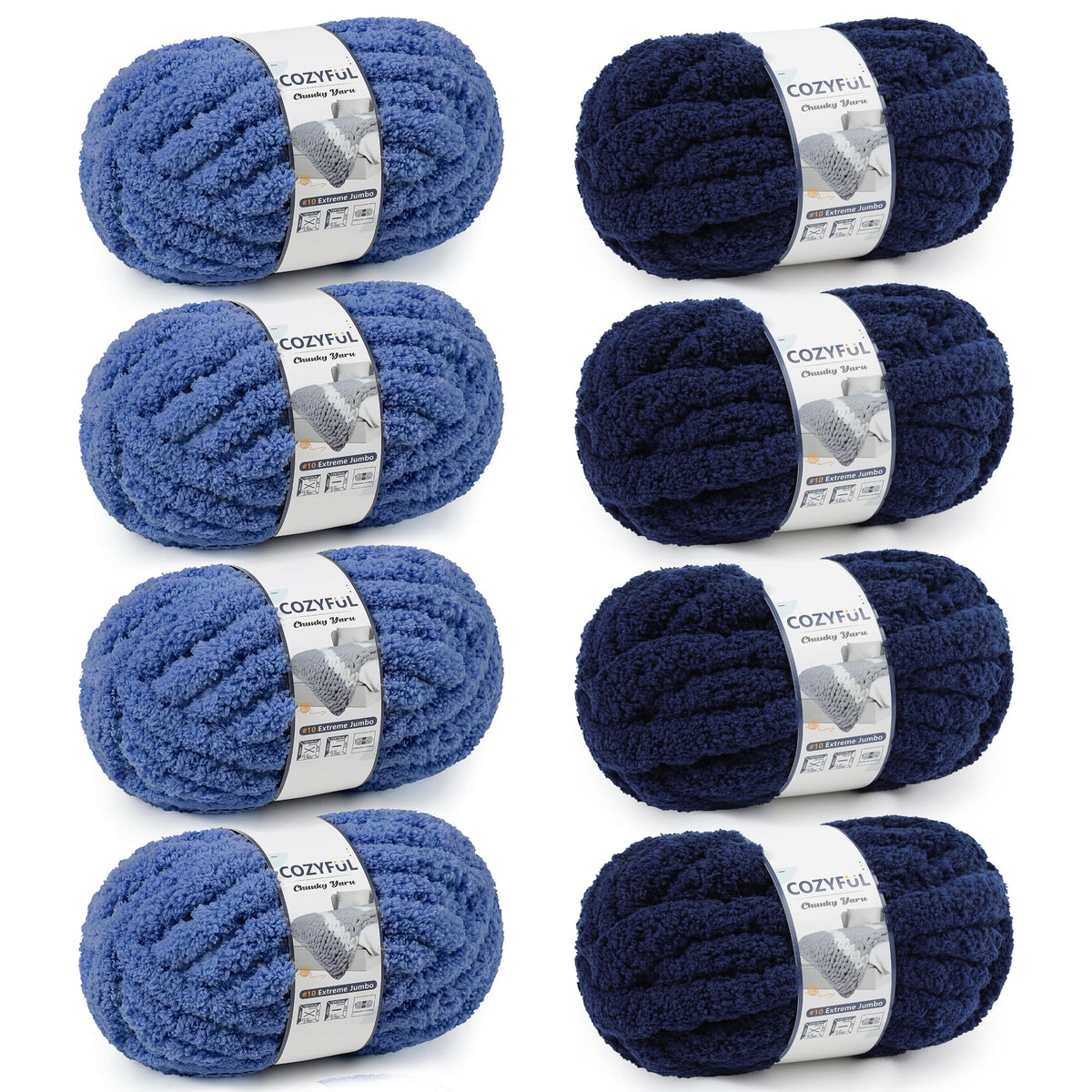 Cozyful Chunky Yarn for Hand Knitting - #10 Chunky Chenille Yarn, Jumbo Big Thick Chunky Yarns for Crocheting, Super Bulky Chunky Knit Blanket Yarns, 8 Skein (22 yds 8 oz Each Skein), Soft Sage Green Jansha Store