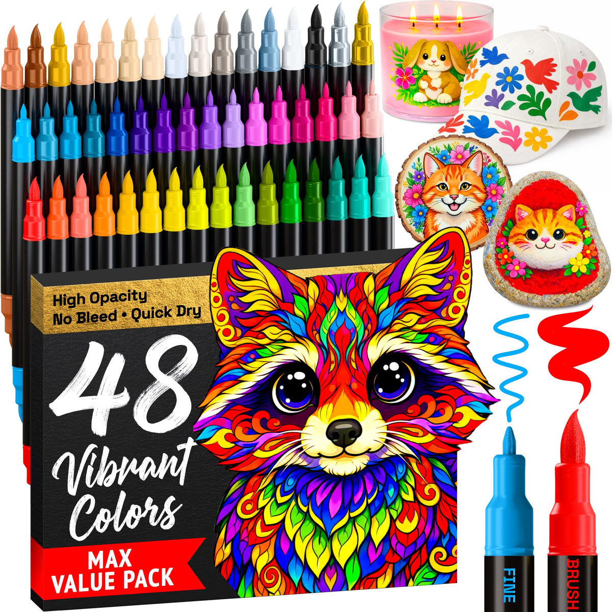 ARTISTRO 36 Multicolor Dual-Tip Acrylic Paint Marker Pens for Drawing Jansha Store