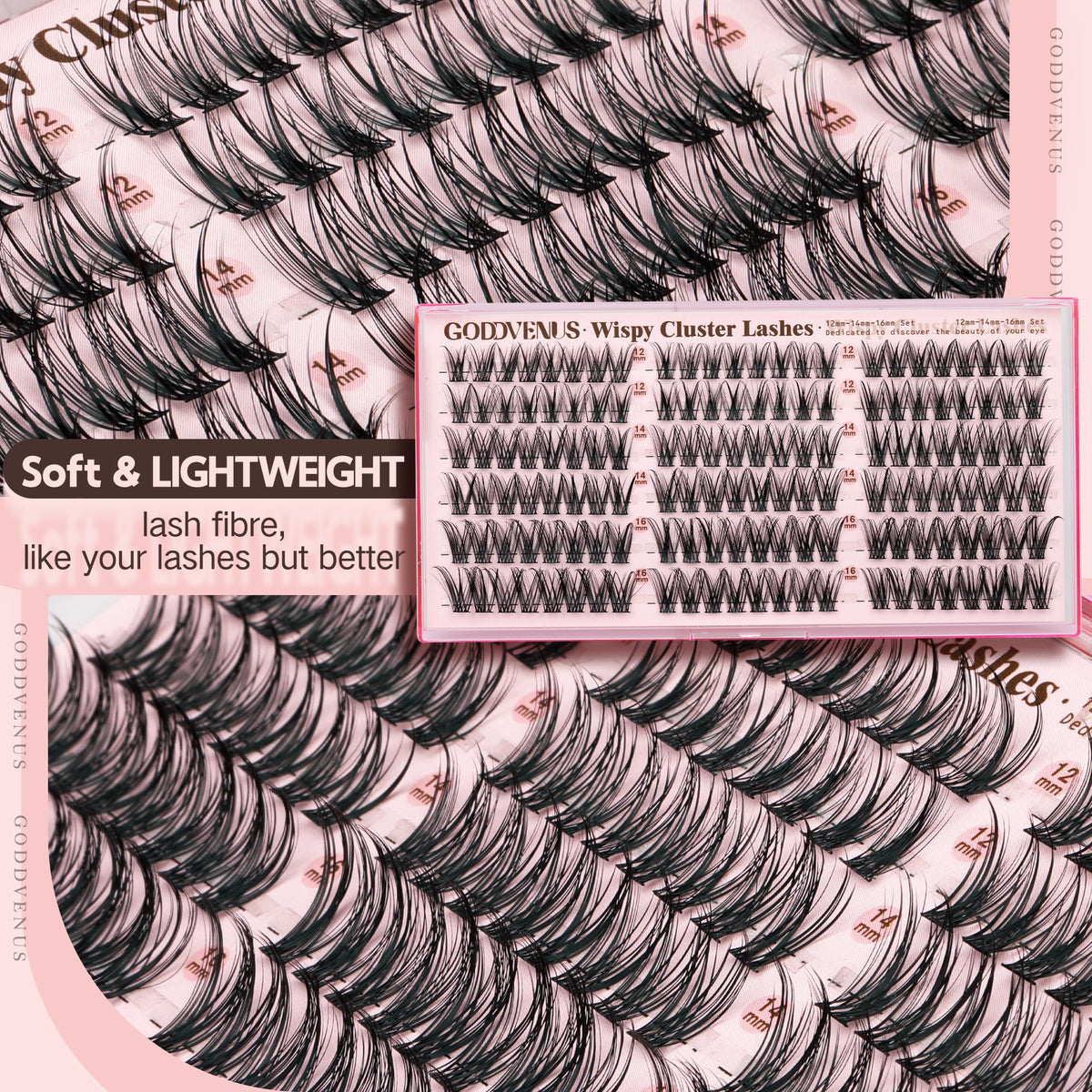 Brown Lash Clusters Natural For Soft Glam 300Pcs Wispy Lashes Cluster Eyelash Cluster Extensions C Curve Individual Lashes DIY Lash Extension Waterproof & Long - Lasting (10-16mm) Jansha Store