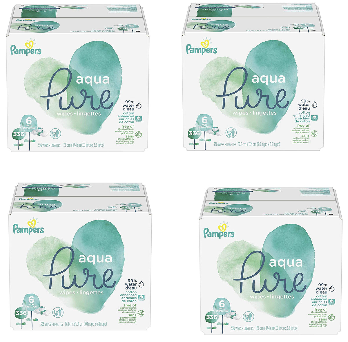 Pampers Aqua Pure Baby Wipes, Unscented, Fragrance Free, 99% Water, Water Based, Multi-Use, 672 Wipes Total (12X Flip-Top Packs) Jansha Store