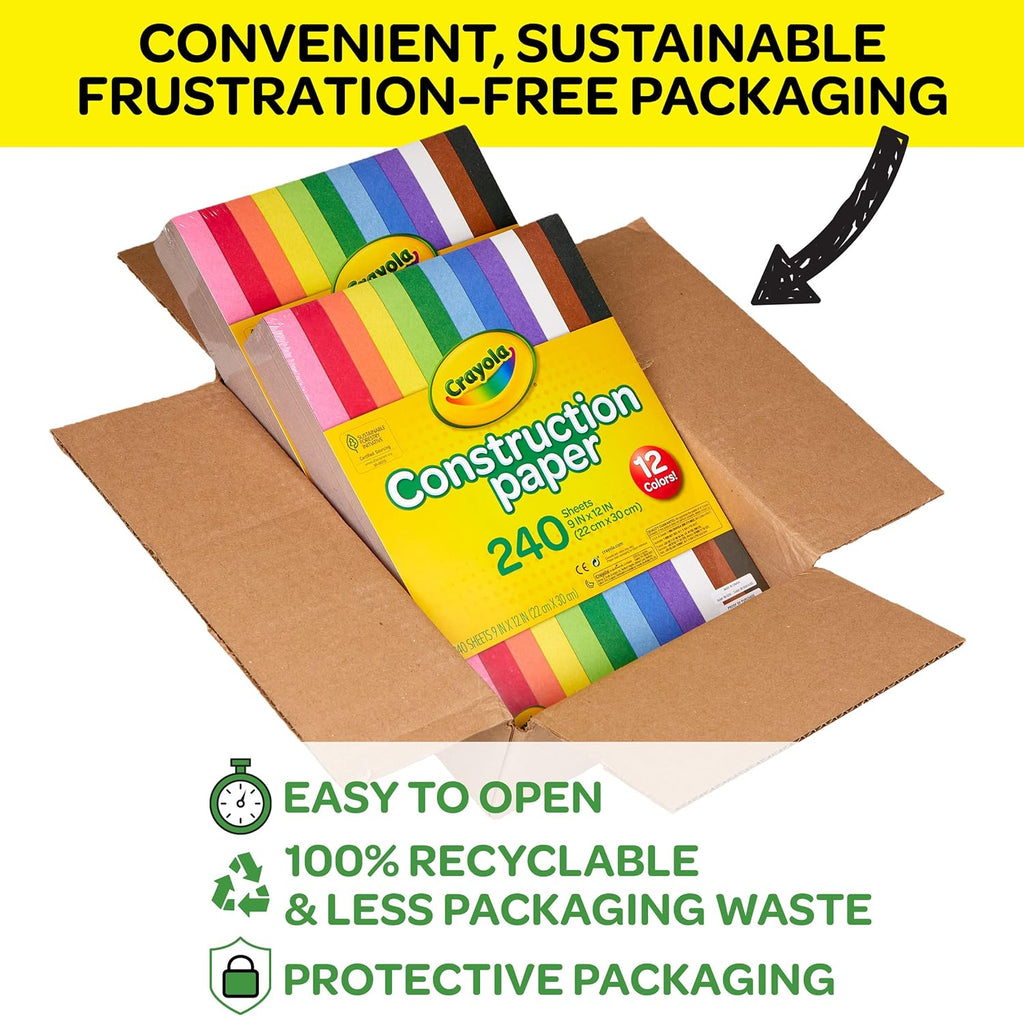 Crayola Construction Paper Bulk Pack (480 Sheets) – 10 Assorted Colors, 9x12, Teacher School Supplies & Classroom Must Haves, Card Making Craft Supplies, Art Paper Jansha Store