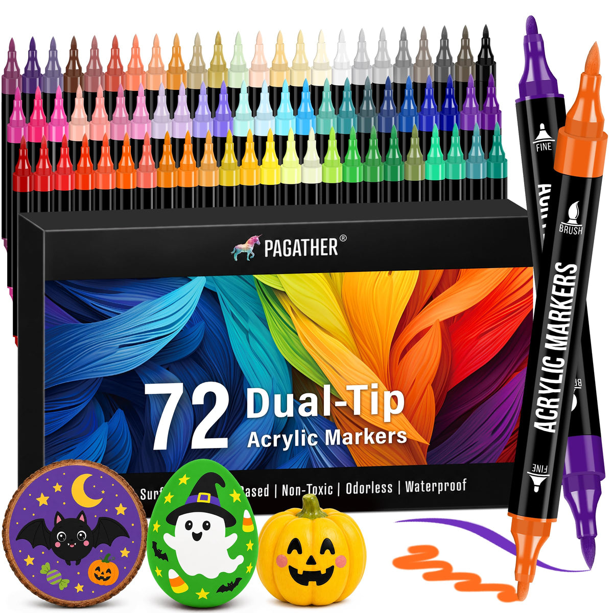 Pagather Metallic Acrylic Paint Markers, 24 Colors Dual Tip Pens Set Jansha Store