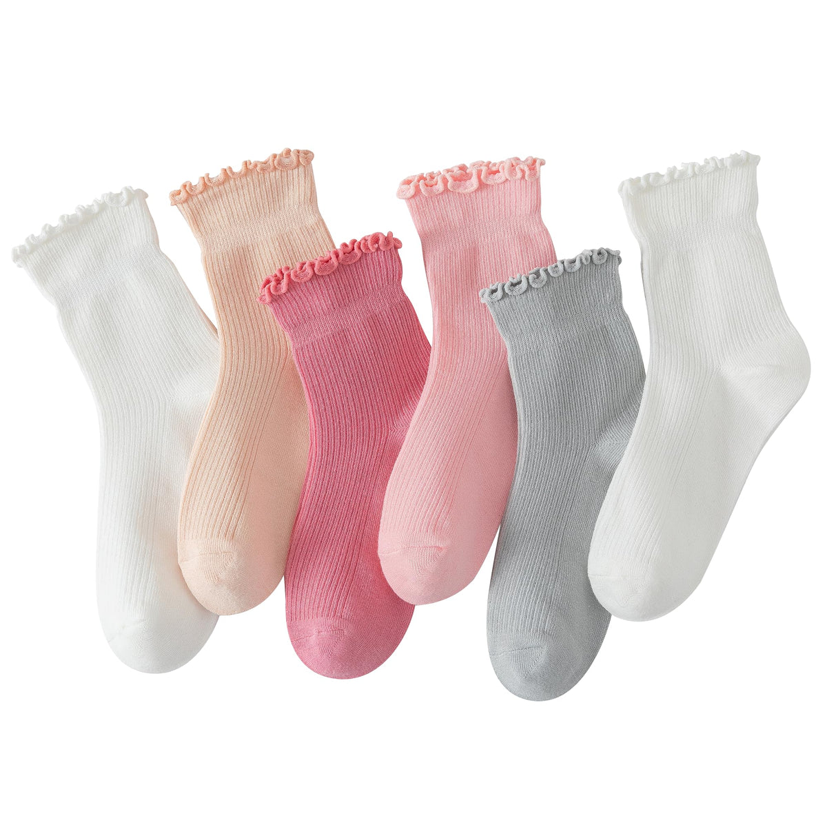 Hstyle 6 Pairs of Ruffle Socks Women, Cute Ruffle Ankle Socks Jansha Store