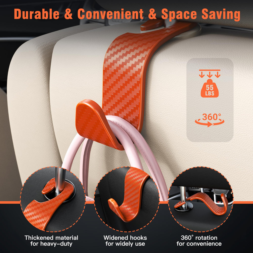 4-Pack Car Headrest Hooks Holds 55lbs Seat Storage Organizer for Bags Jansha Store