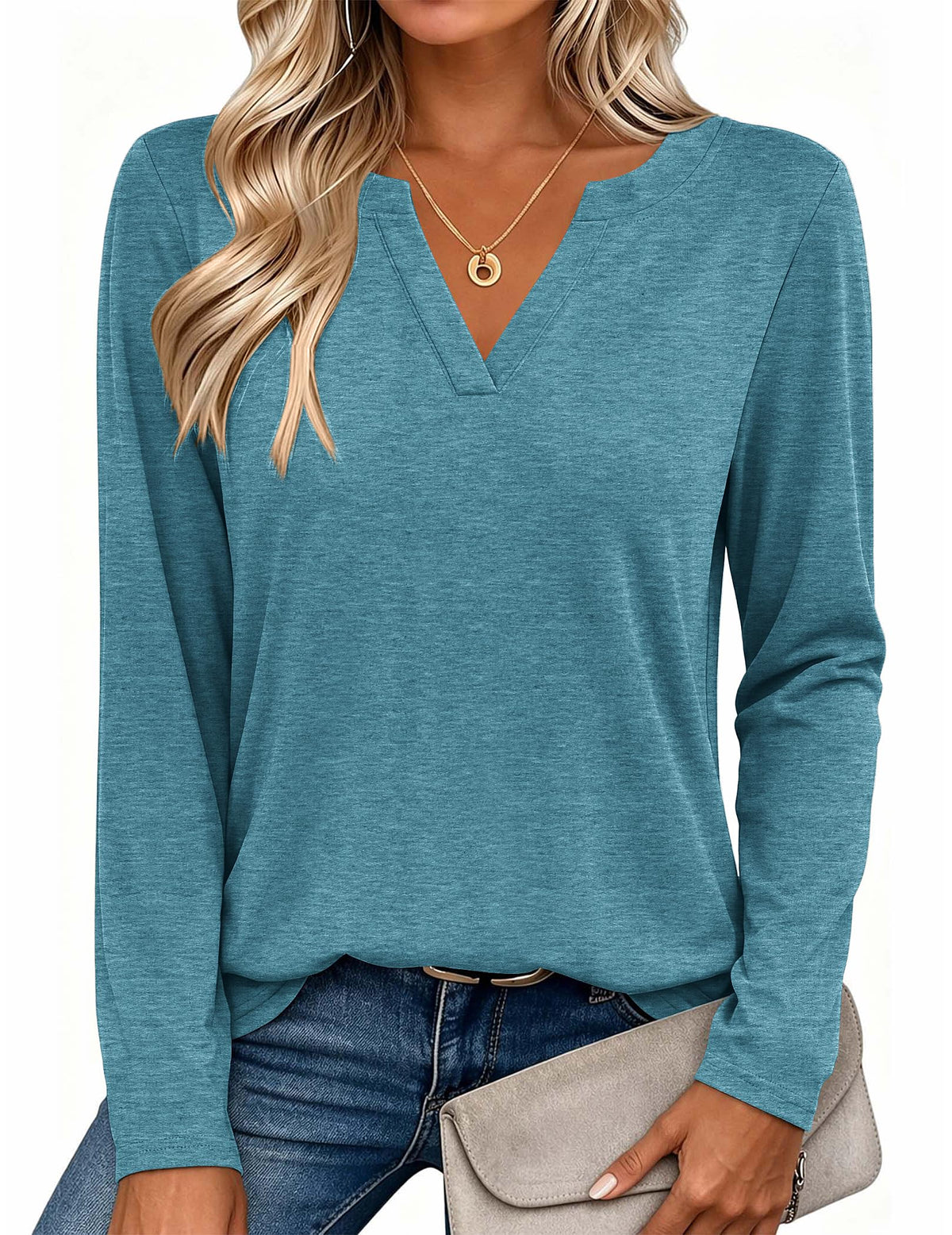 Zeagoo Womens Tops Long Sleeve V Neck Tee Shirts Cute Dressy Casual Jansha Store