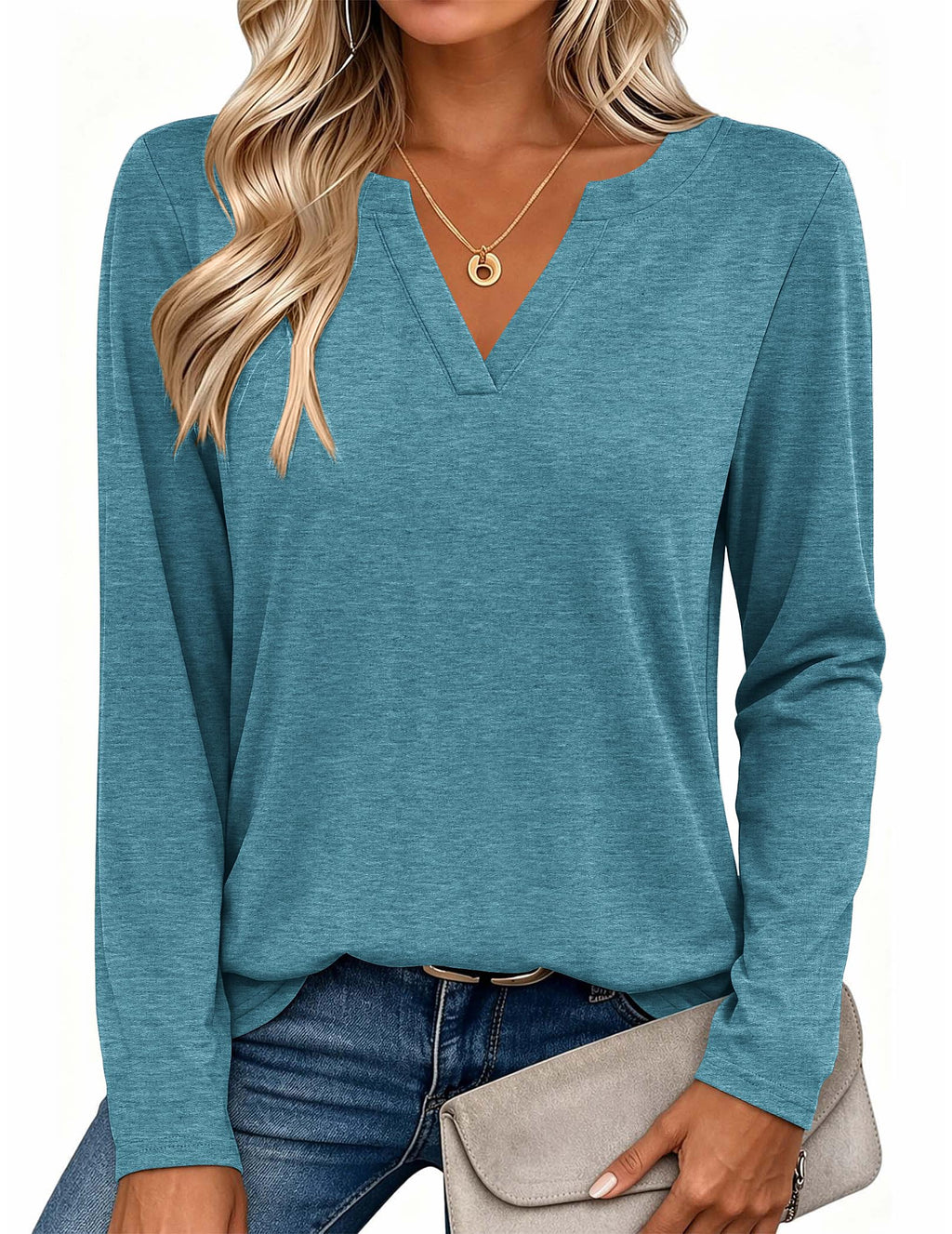 Zeagoo Womens Tops Long Sleeve V Neck Tee Shirts Cute Dressy Casual Jansha Store