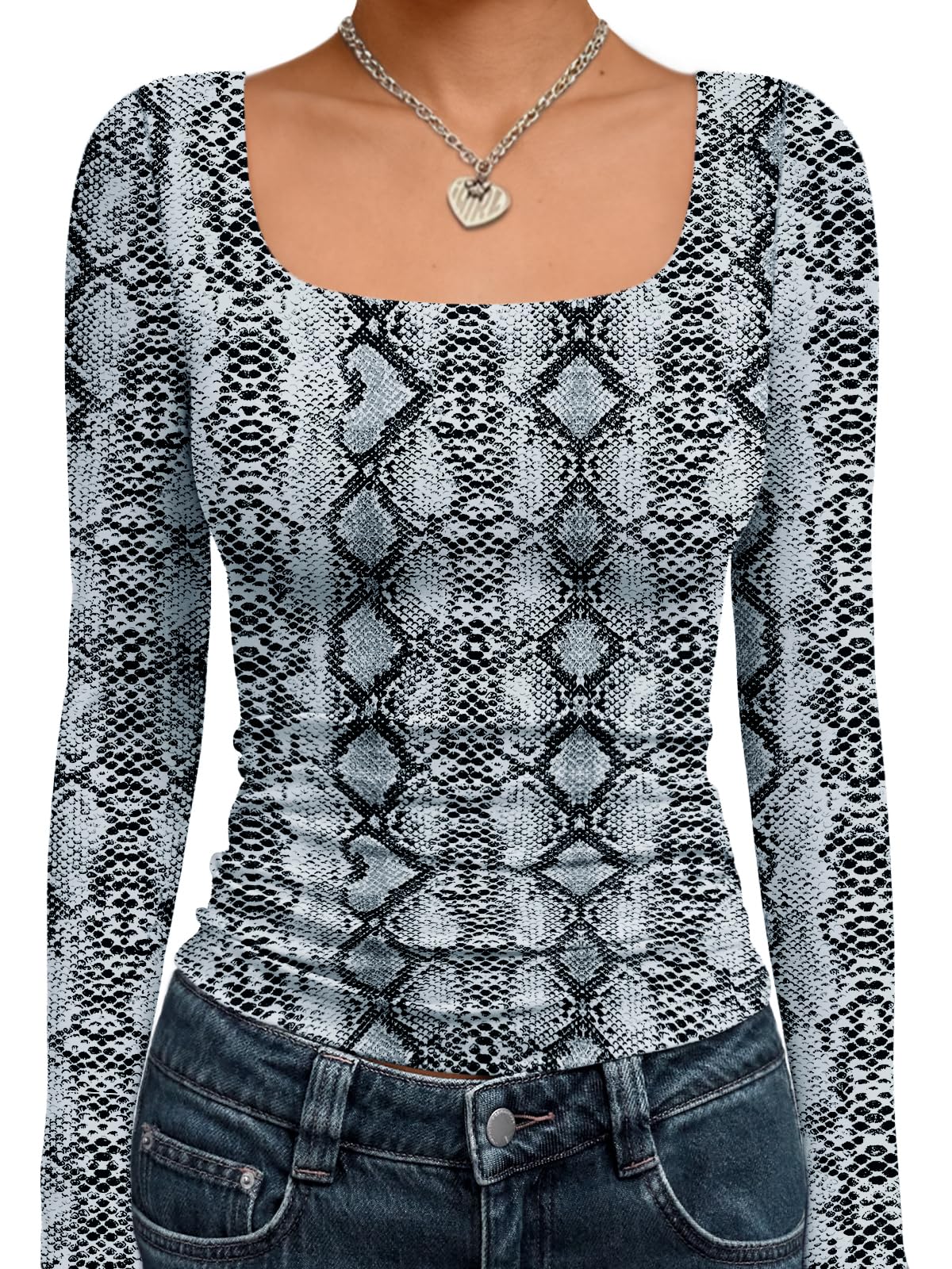 Trendy Queen Womens Square Neck Long Sleeve Shirts Double Lined Fall Tops Jansha Store