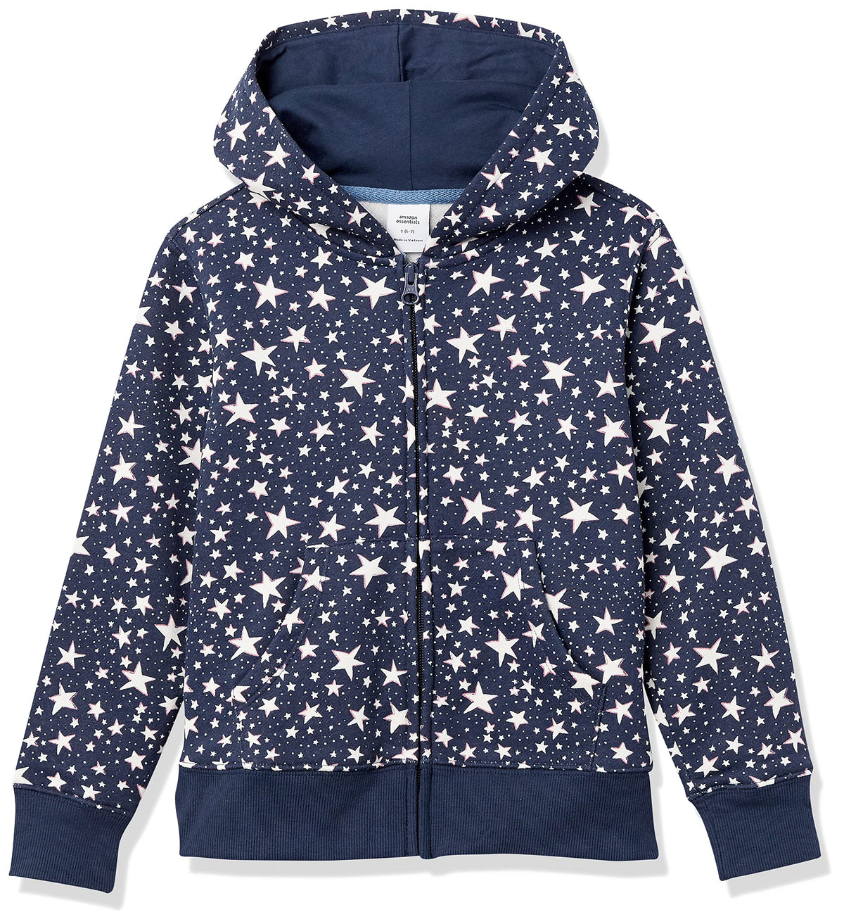 Amazon Essentials Girls and Toddlers' Fleece Zip-Up Hooded Sweatshirt with Lined Hood and Rib Knit Detail Jansha Store