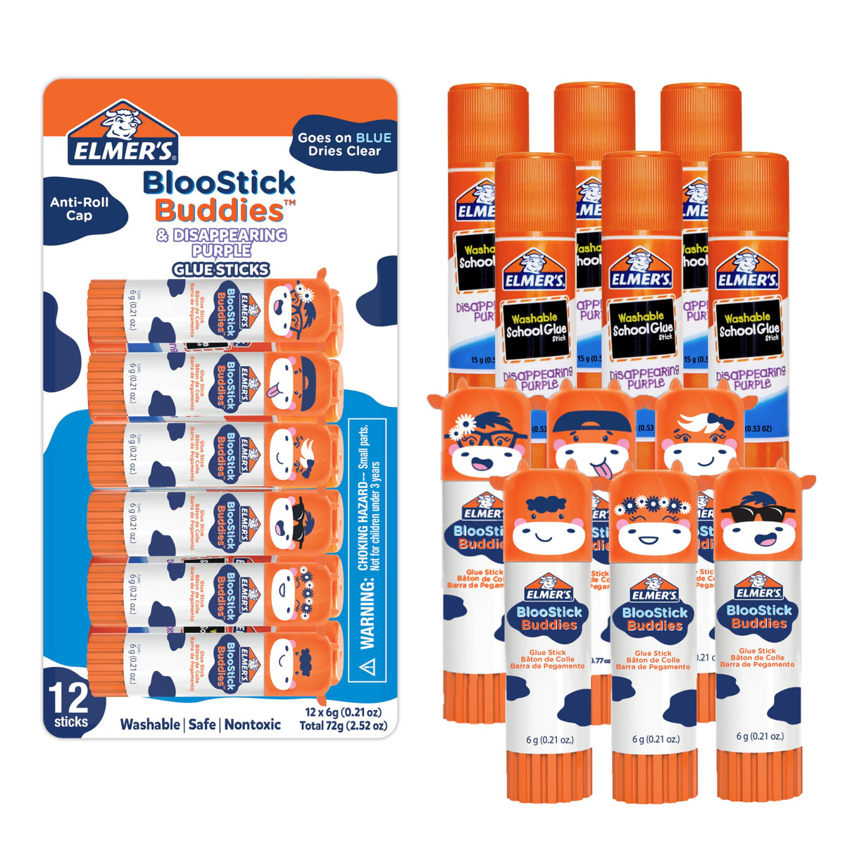 Elmer's Disappearing Purple School Glue Sticks, Washable, 6 Grams, 12 Count - Arts & Crafts, Poster, Projects, Back to School, #1 Teacher Brand Jansha Store