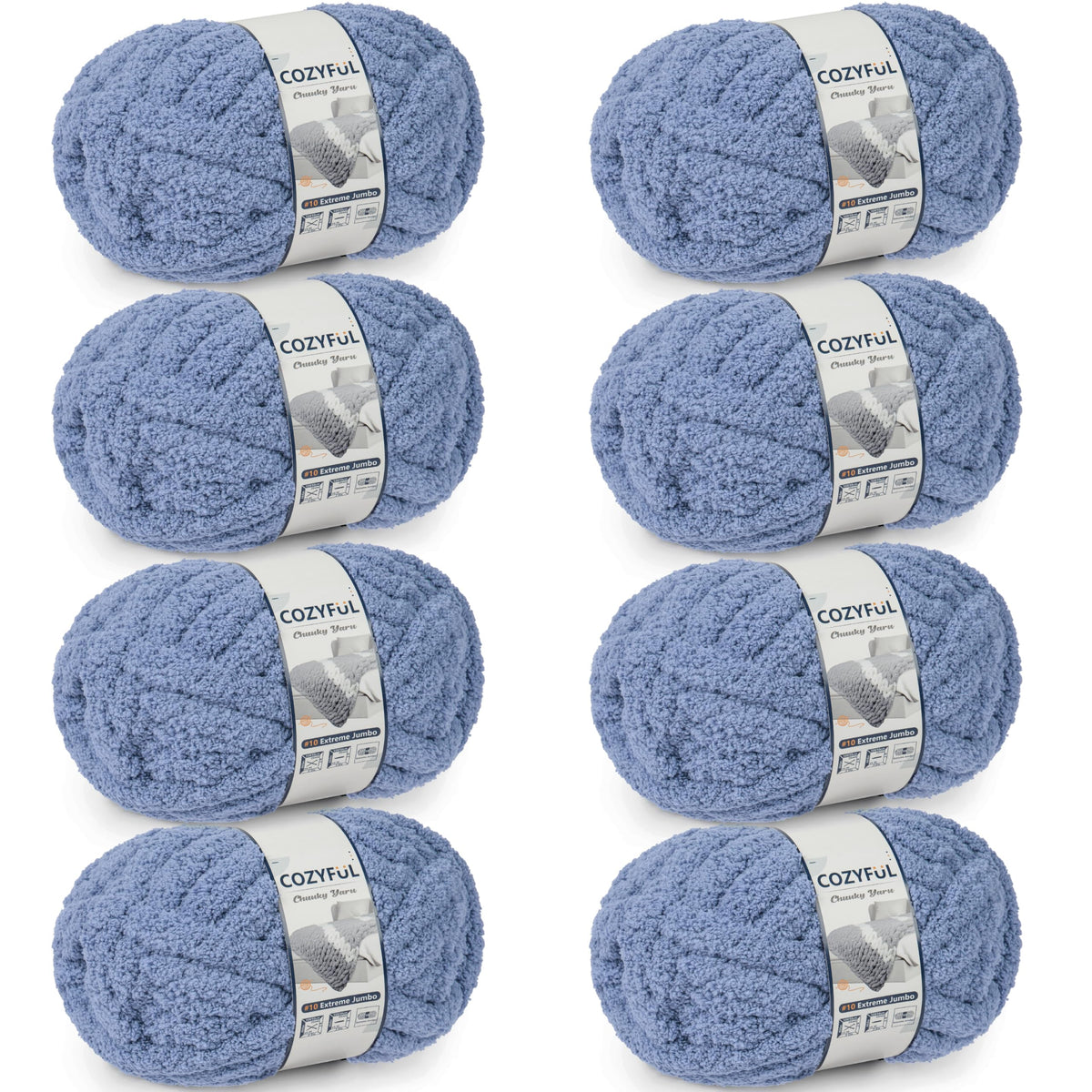 Cozyful Chunky Yarn for Hand Knitting - #10 Chunky Chenille Yarn, Jumbo Big Thick Chunky Yarns for Crocheting, Super Bulky Chunky Knit Blanket Yarns, 8 Skein (22 yds 8 oz Each Skein), Soft Sage Green Jansha Store