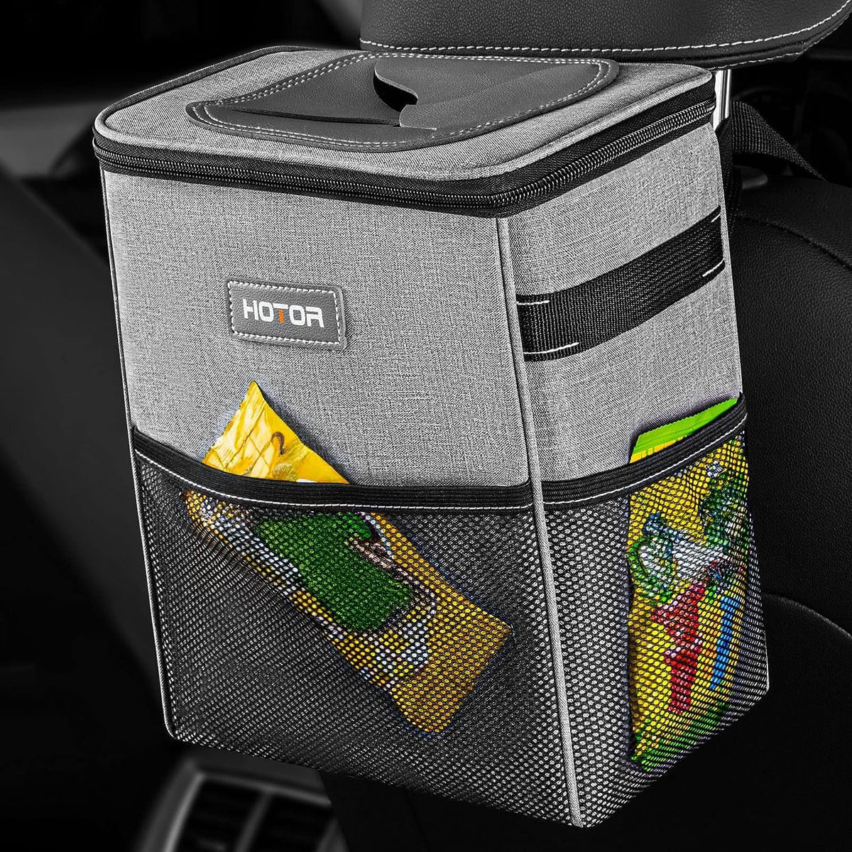 HOTOR Car Trash Can, Leakproof Car Organizer, 2-Gallon, Black Jansha Store