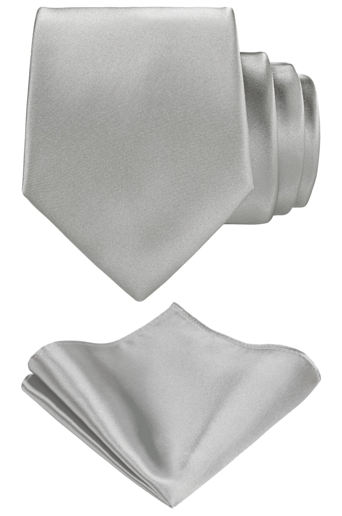 TIE G Solid Satin Woven dyed Color Formal Black Necktie and Pocket Square Sets in Gift Box Jansha Store