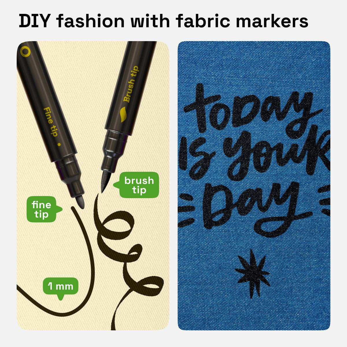ARTISTRO 5 Black Dual-Tip Fabric Markers Decorating Kit, for Clothes Jansha Store